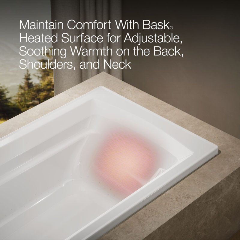 Archer® 72-in x 36-in Drop-In Heated Bubble Massage Air Bath with Bask Heated Surface, White