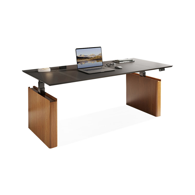 Bureau debout noir en cuir, H 49,21 po x l 62,99 po x P 27,56 po