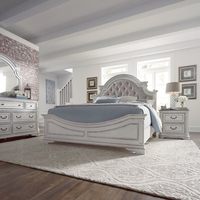 Colchester Queen Upholstered Bed, Dresser & Mirror, Nightstand Bedroom Set