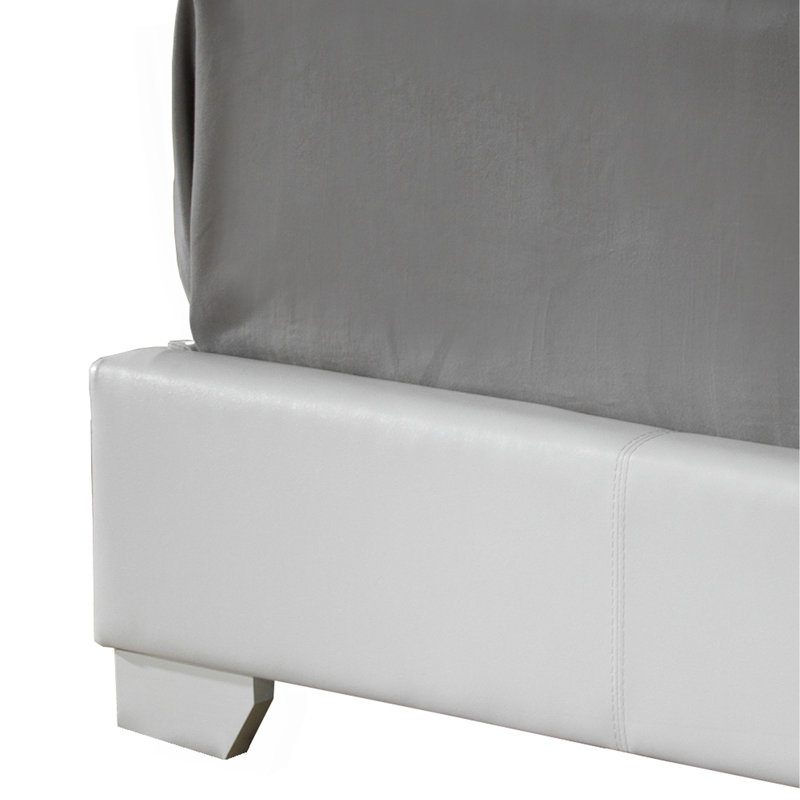 Upholstered Low Profile Standard Bed, Queen, White
