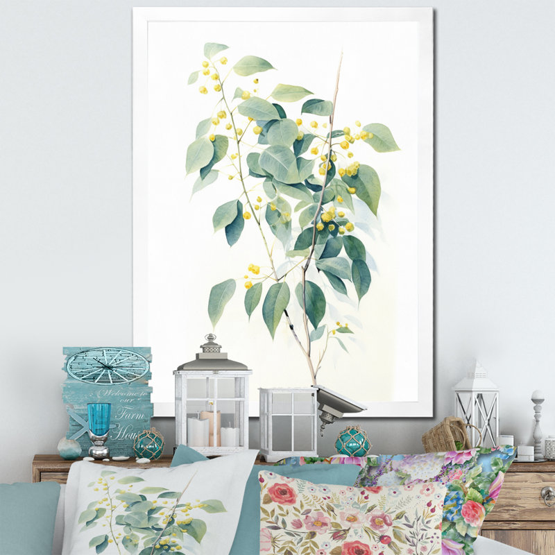 «White Green Minimalisme Eucalyptus Essence» sur toile, Cadre photo blanc, H 20 po x l 12 po x P 1 po