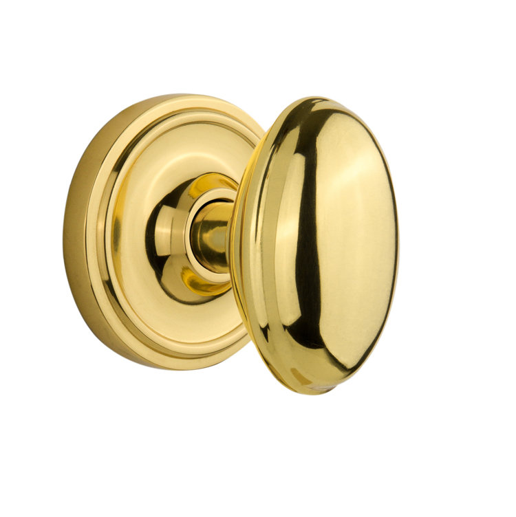 Classic Rosette with Homestead Door Knob, 2-3/8”, Polished Brass