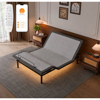 Adjustable Bed Frame with Remote & Massage, Head and Foot Incline, USB & Type C Ports on both sides, Zero Gravity, Nightlight, OKIN Motor, 5 Min Easy Assembly
