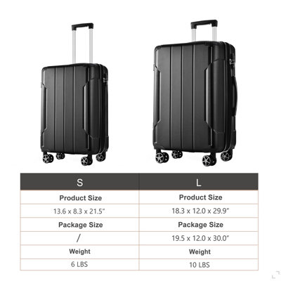 Hardshell ABS Luggage Sets 2 Piece Suitcase Set Expandable With TSA Lock Spinner Wheels For Men Women