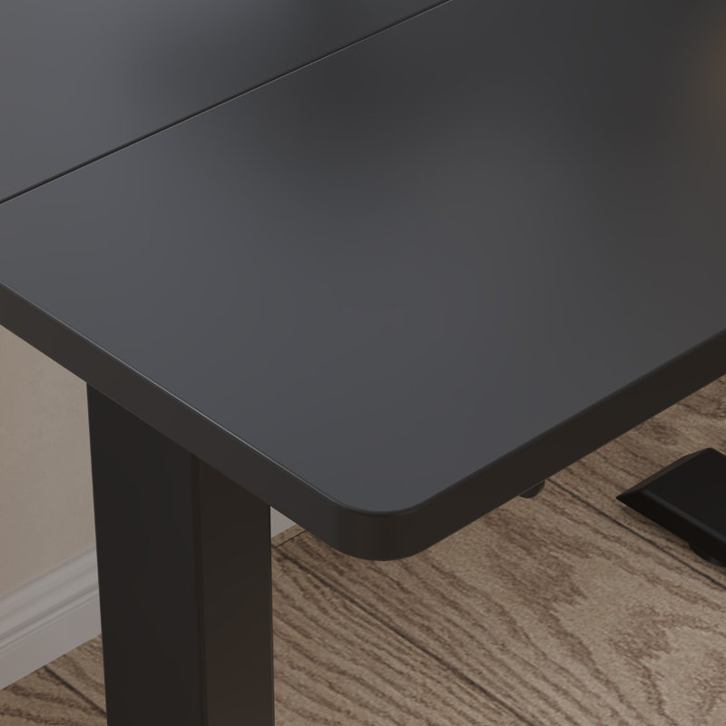 Lasherrie Height Adjustable Standing Desk With A Layer, Black, 49" H x 63" W x 30" D