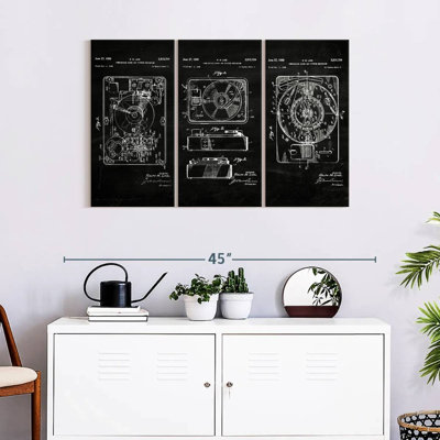 Ensemble de 3 pièces de son et image combinées brevet sur toile