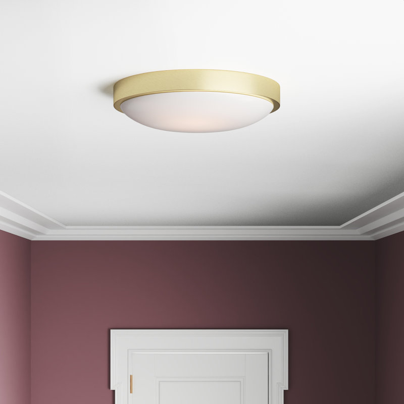 Mila Glass LED Flush Mount, Brushed Champagne Bronze, Opal Glass