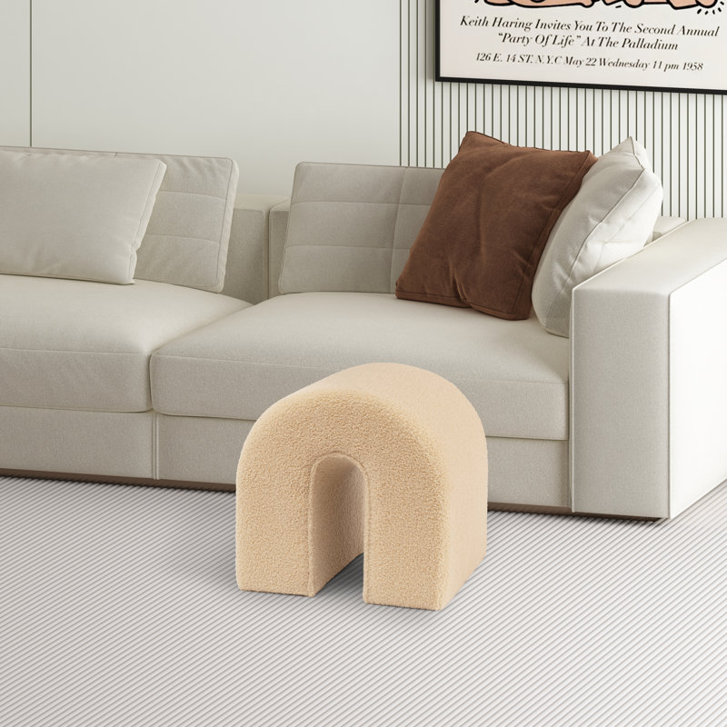 N-Shaped Accent Upholstered Ottoman, Camel