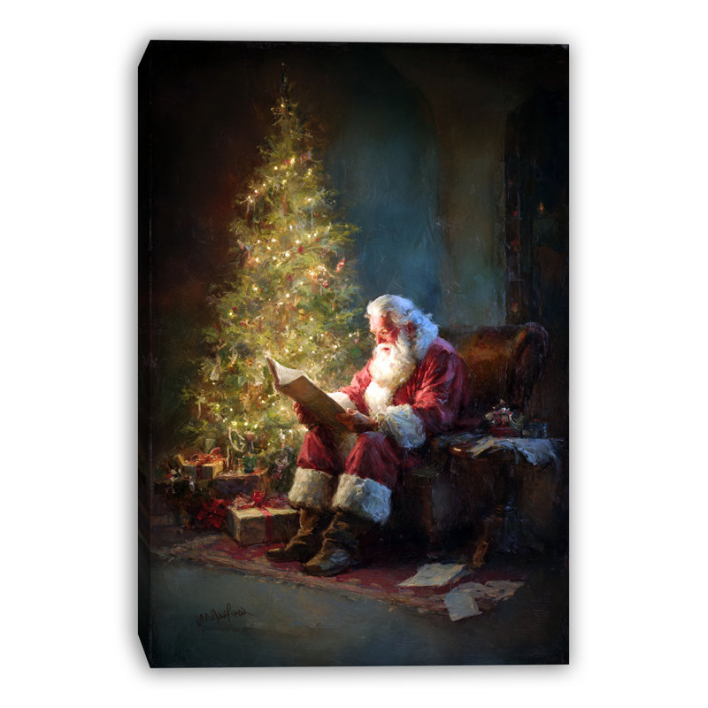 "Santa lecture" par Christmas Tree, art mural sur toile tendue, 36" x 48"