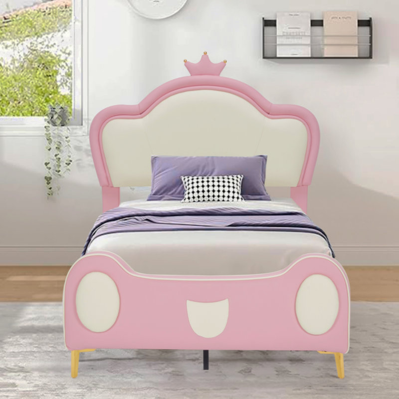 Charmant lit plateforme simple avec rangement et sans sommier pour enfants