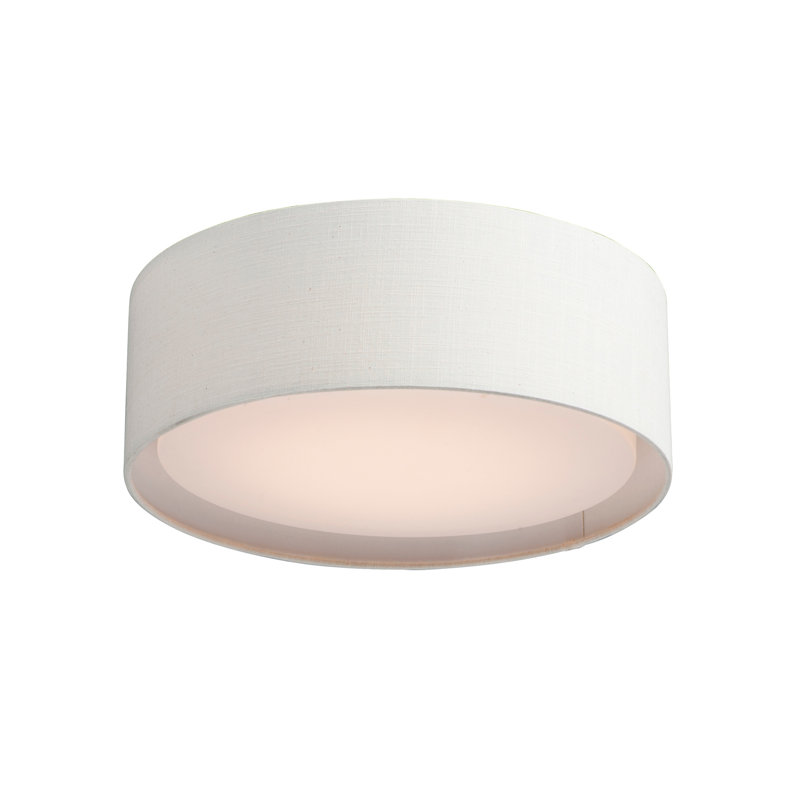 Cathelene Fabric LED Flush Mount, 6" H x 16" W x 16" D, Oatmeal