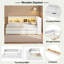 Lit de jour multiple avec tablettes de rangement, USB, DEL et 2 tiroirs-123034874