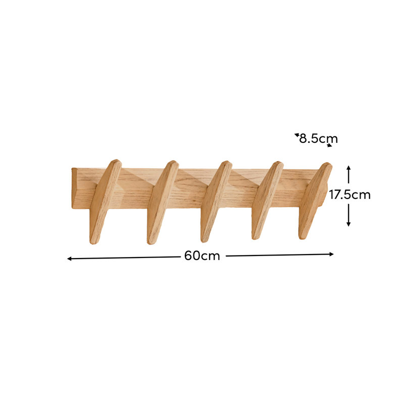 Small Coat Rack,  Whitewash Oak, 60cm