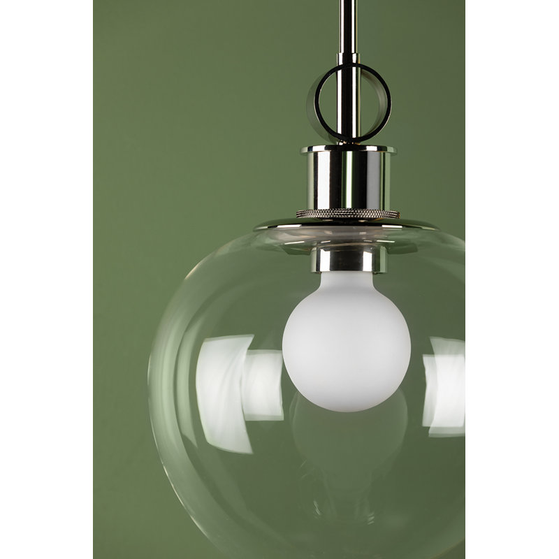 Luminaire suspendu 1 lumière, Nickel poli, H 14 po x l 10 po x P 10 po