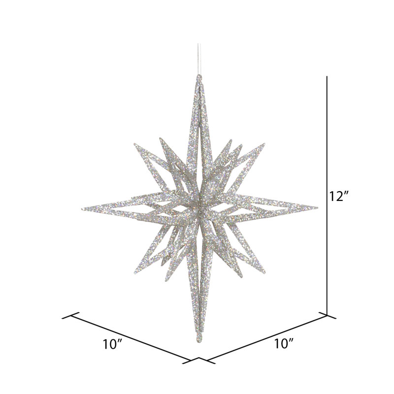Ornement en forme d'étoile scintillante 3D, H 12 po x l 10 po x P 10 po, Argent