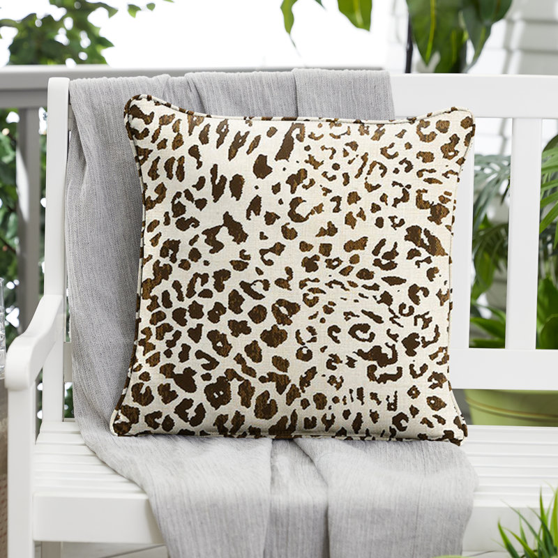 Animal Print Sunbrella® Reversible Throw Pillow, Espresso, 22" H x 22" W