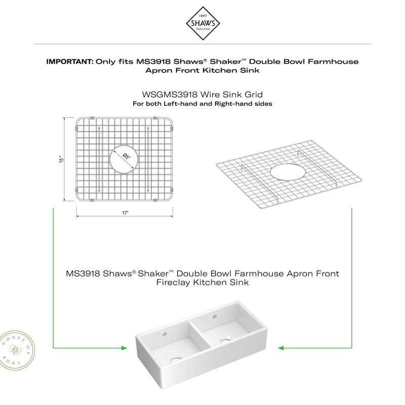Shaker Wire Sink Grid for MS3918 Kitchen Sink, Stainless Steel