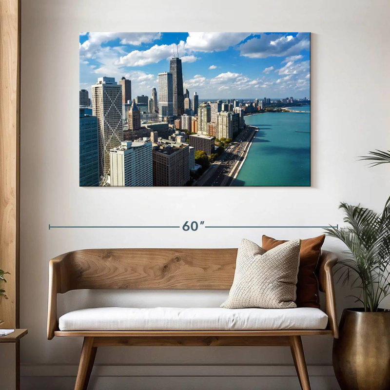 Ravi, Chicago, front de mer, horizon, H 32 po x l 48 po