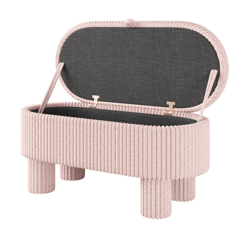 Banc de rangement rembourré avec couvercle relevable, Rose