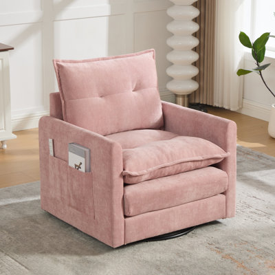 Fauteuil demi-tonneau pivotant avec mousse à mémoire de forme et chenille - rotation à 360 °