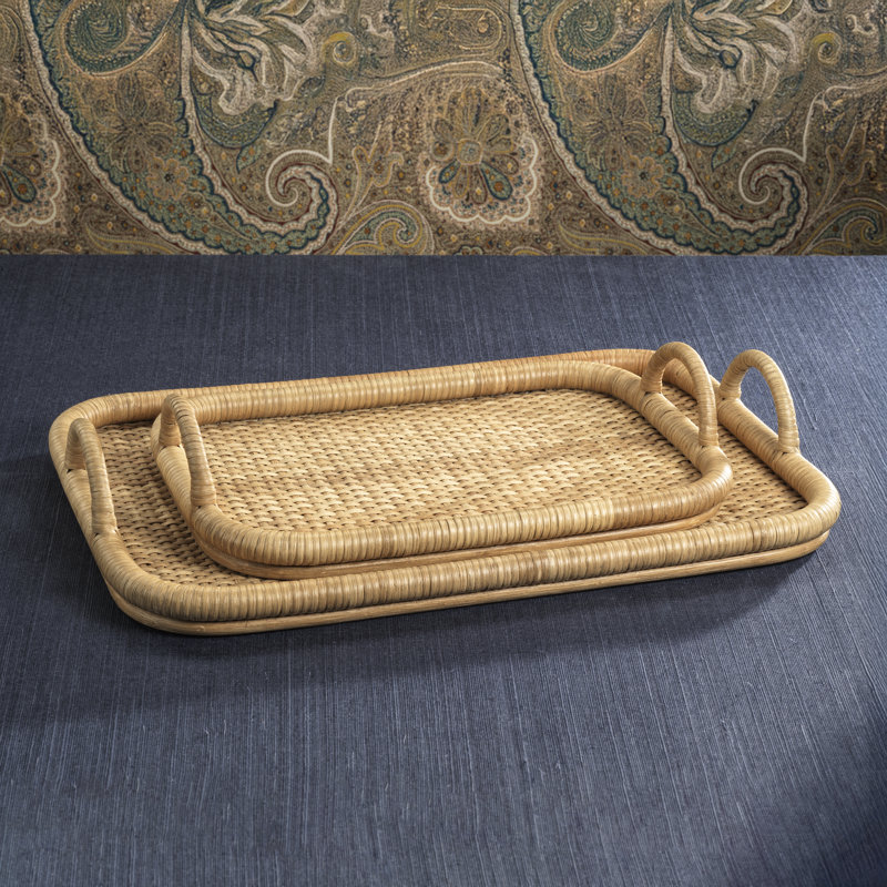 Tropique Rectangular Rattan Tray, 24"Wx16.25"Dx1.75"H