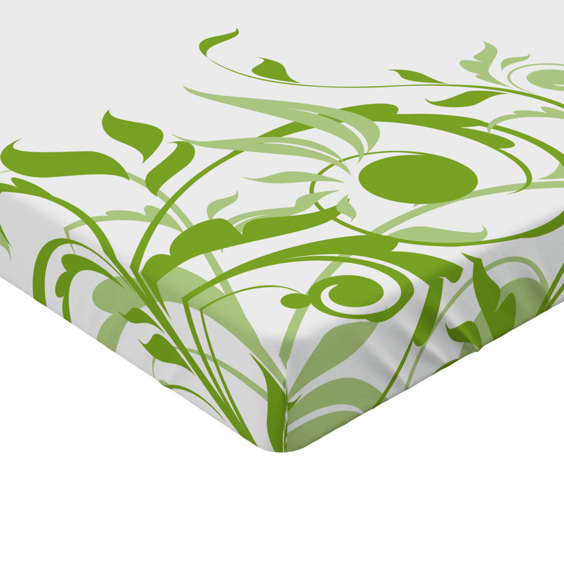 Drap-housse orange Ambesonne, Drap-housse de taille double, Vert lime / floral vert pâle