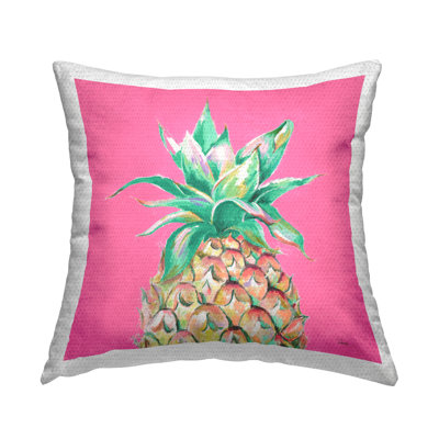 Pineapple on Pink Outdoor Printed Pillow by Patricia Pinto