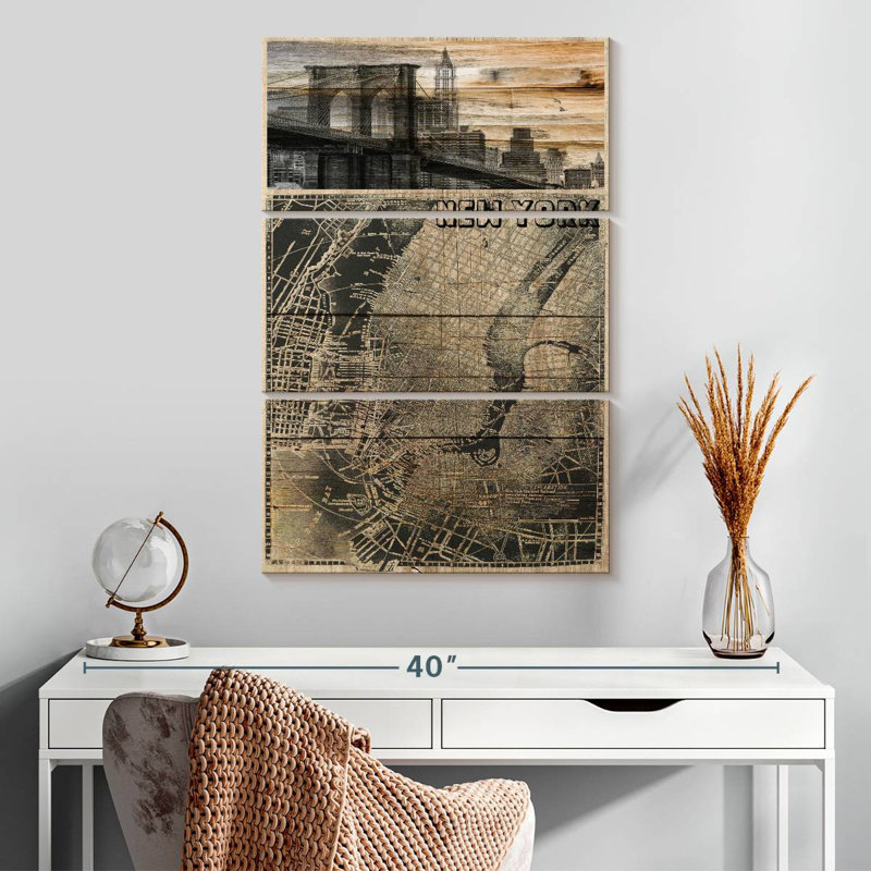 Sireci Retro NYC Map, 32" H x 20" W