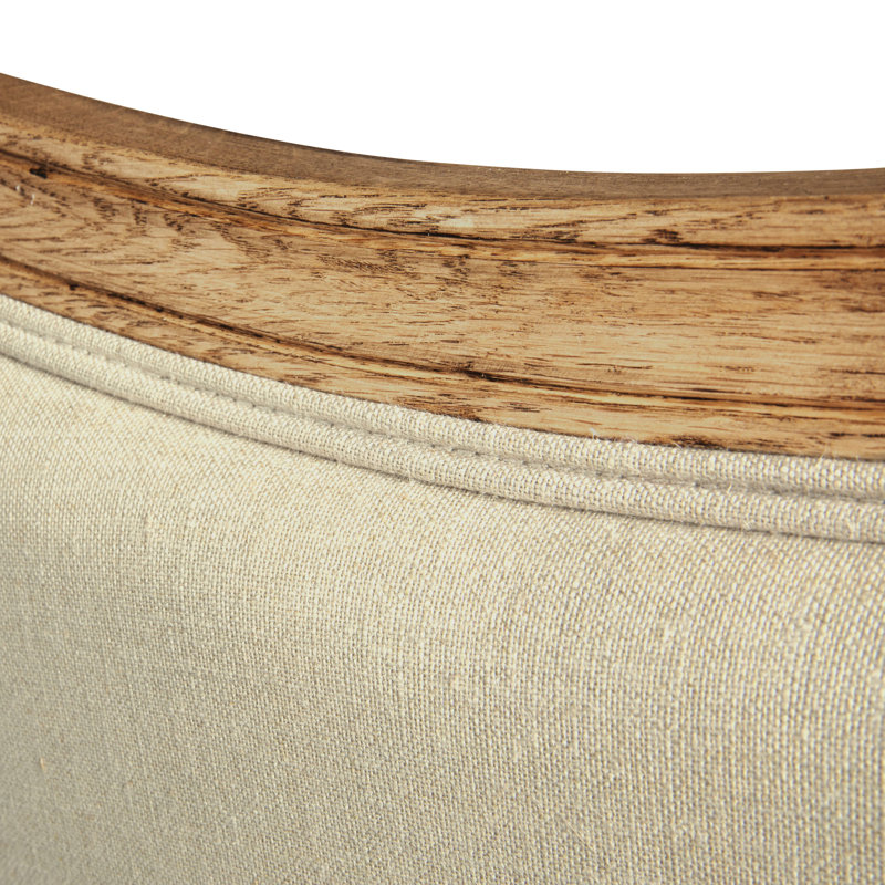 Elegant Oak Wood King-Size Headboard with Linen Upholstery, King