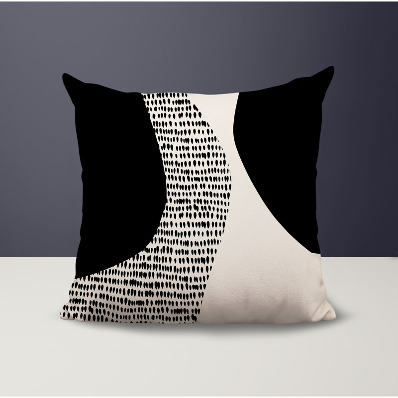 Coussin carré intérieur / extérieur pia, H 17 po x l 17 po, Noir/Blanc cassé