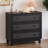 Ashari Rattan 3-Drawer Dresser, Chest of Drawers, Boho MDF Modern Dresser with Wood Handles-272062580