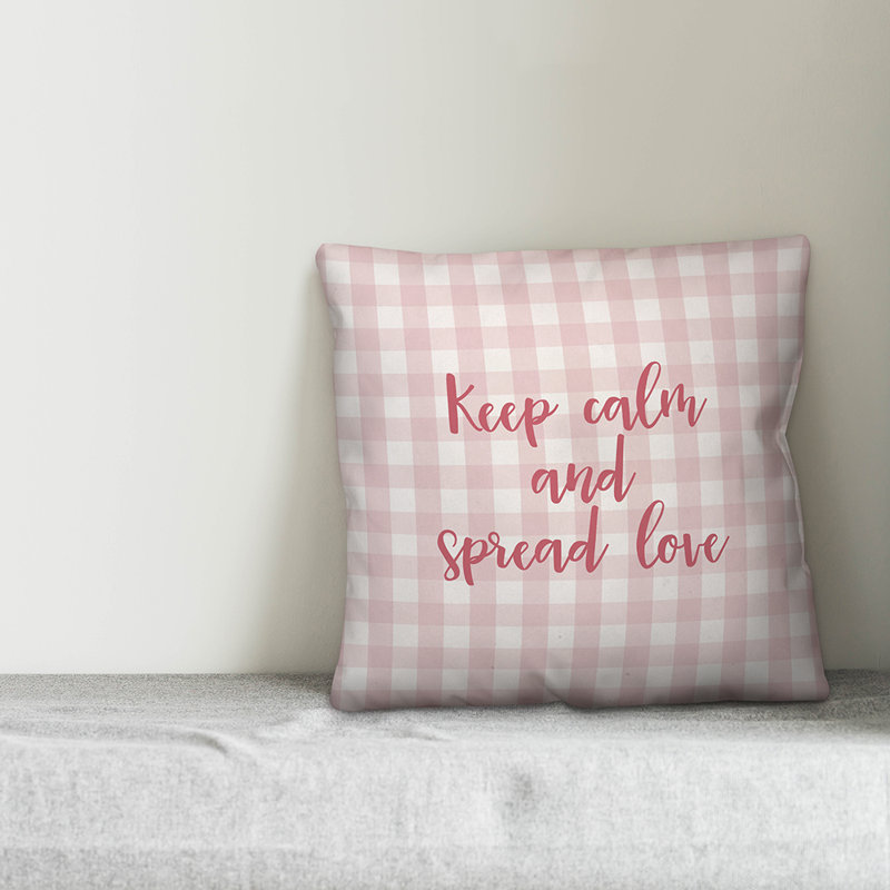  Coussin Keep Keep Calm and Spread Love, Housse de coussin, Rose