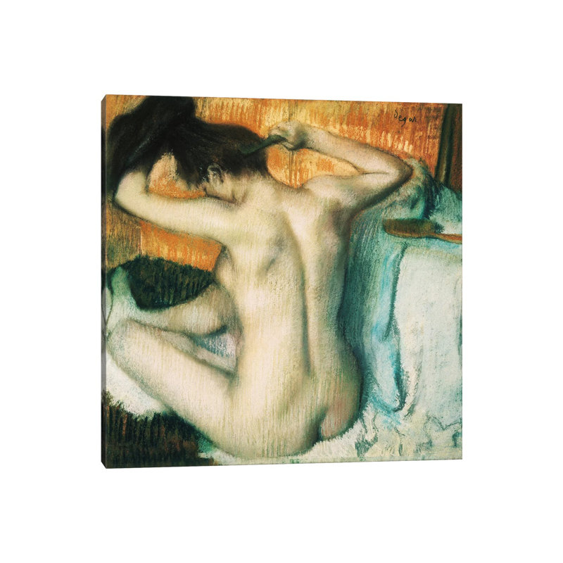 Woman Combing Her Hair by Edgar Degas - Wrapped Canvas Painting, 45.72 cm H x 45.72 cm W x 1.91 cm D