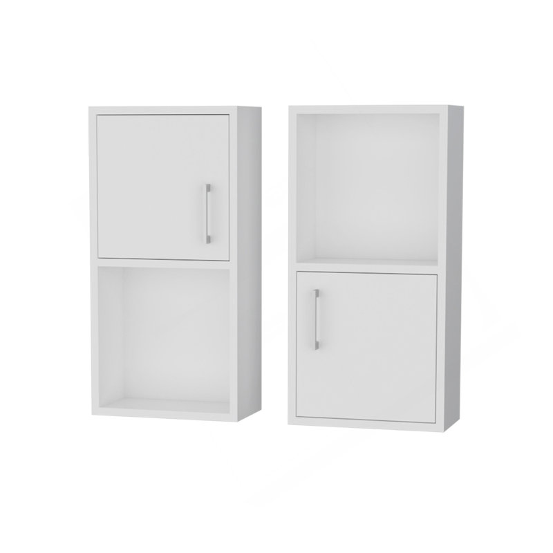 White 2 Bathroom Medicine Cabinets With Open Shelf, White
