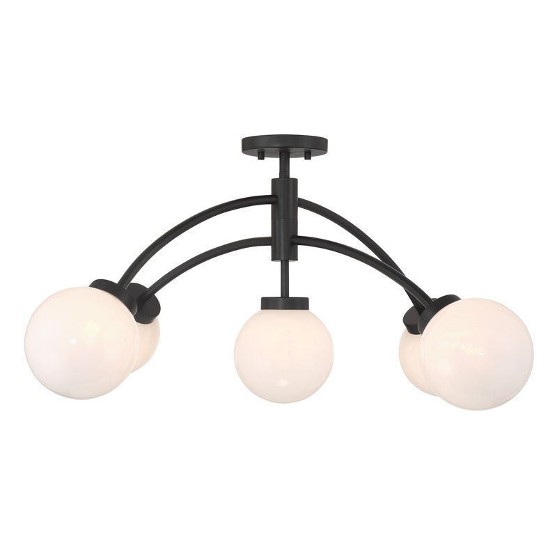 Redfield 5-Light Convertible Semi-Flush or Pendant in Black, Black