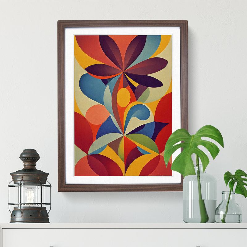 XV1022-5349X Wondrous Abstract Flowers No.4 - Single Picture Frame Print, 34cm H x 25cm W x 2cm D, Walnut Framed