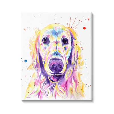 Art mural sur toile Vivid Retriever Dog Portrait par Jen Seeley