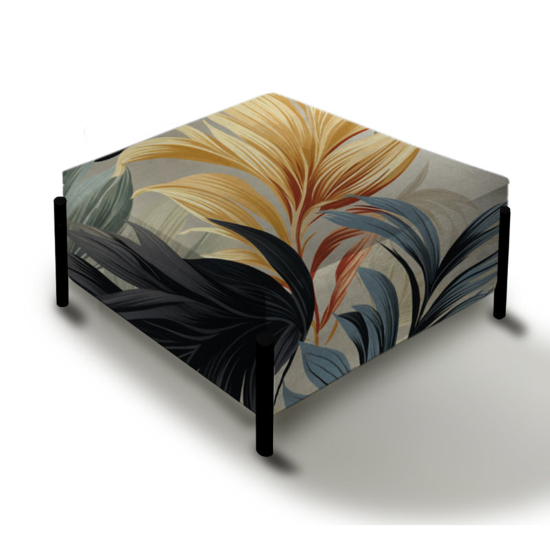 Miroir monochrome à motif tropical III - Grand repose-pieds carré tropical