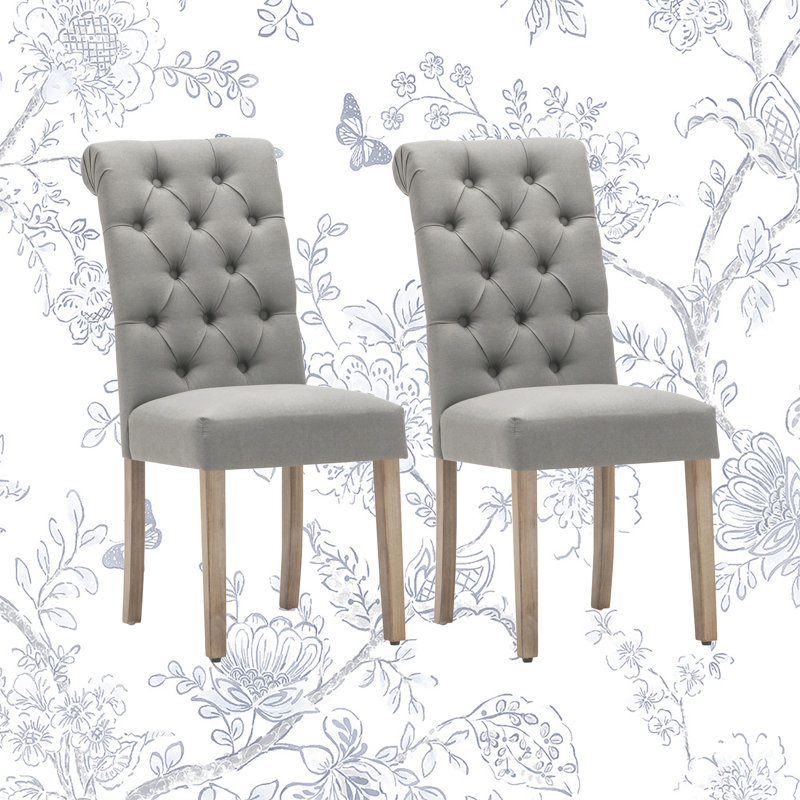 Jocelyn Ash Gray Tufted Parson-Style Side Chair Set