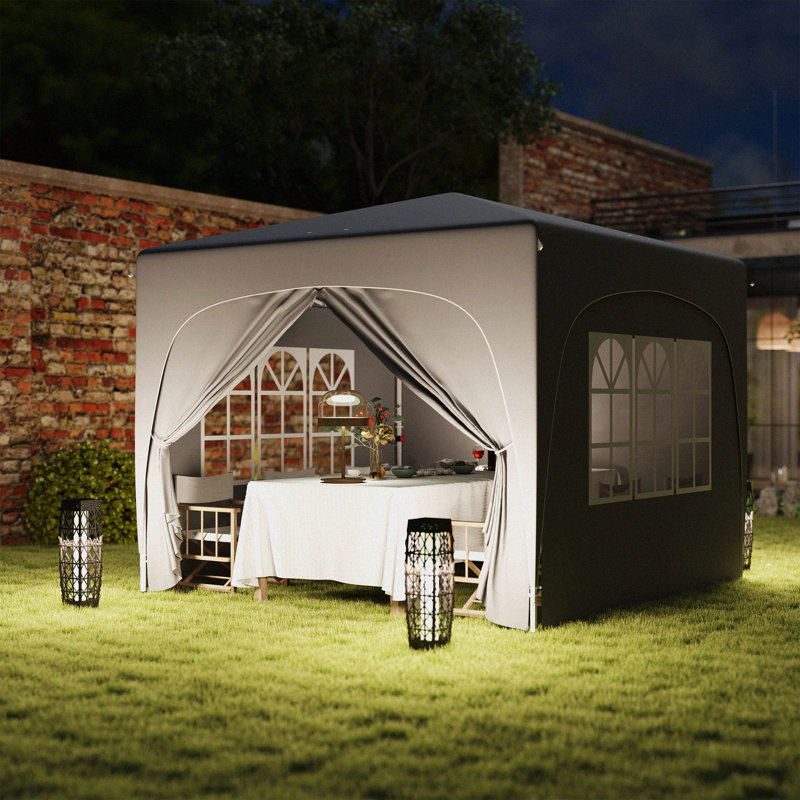 3m x 3m Iron Pop-Up Gazebo, Grey