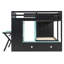 Structure de lit simple en forme de L en bois avec lumières DEL RVB, ports USB, meuble télé, tablettes de rangement, disposition réversible - bleu-1891882037