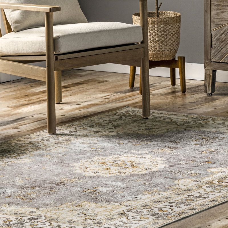 Ren SpinClean Vintage Floral Machine Washable Area Rug, Rectangle 5' x 8'