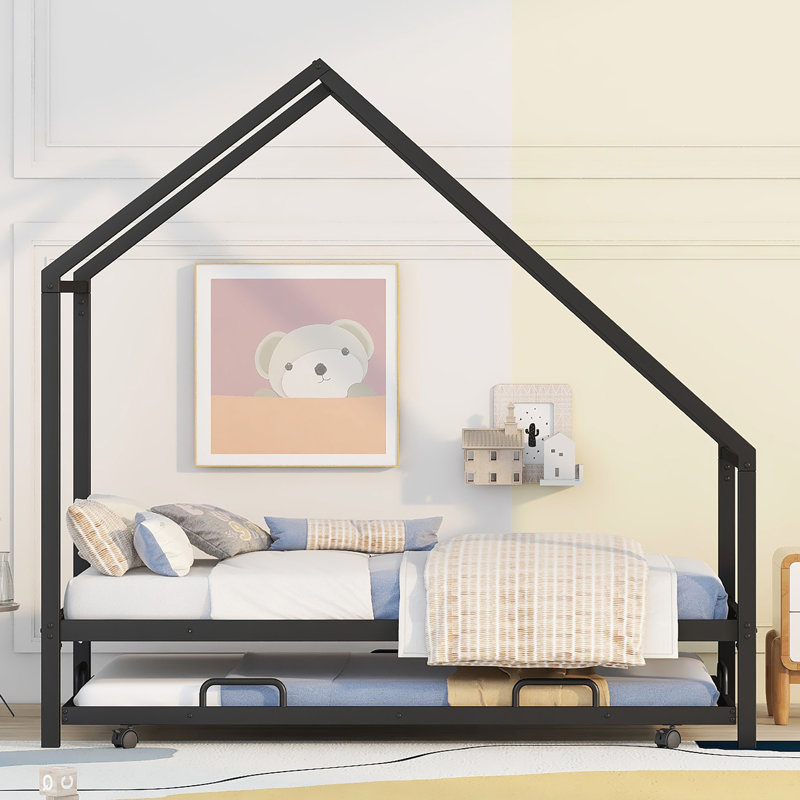 Lit plateforme simple en métal avec lit gigogne Wendelin par Harper Orchard