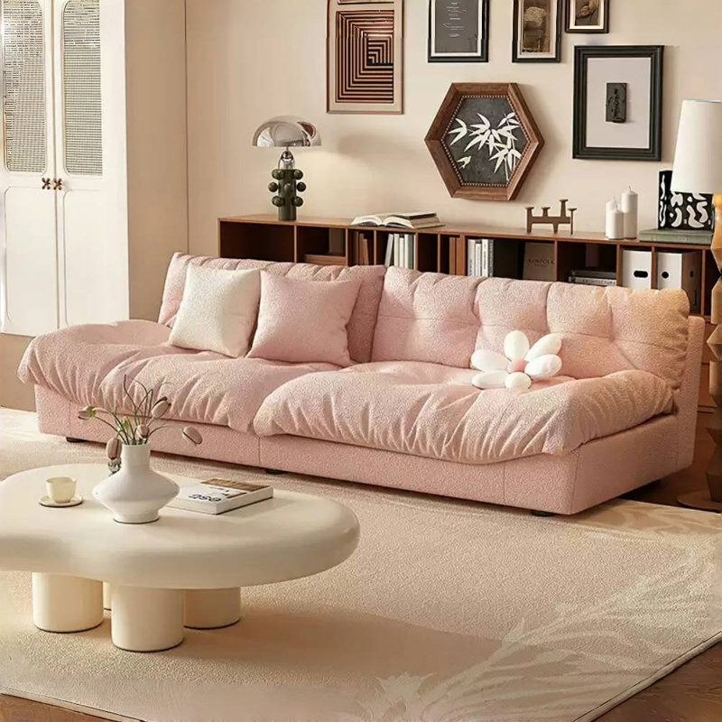 Modern Simple Pink Three-person Sofa