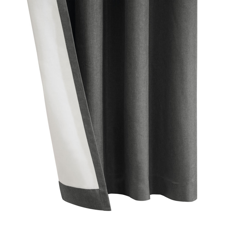 Danalynn Linen Solid Max Blackout Grommet Single Curtain Panel, Charcoal, 52" W x 108" L