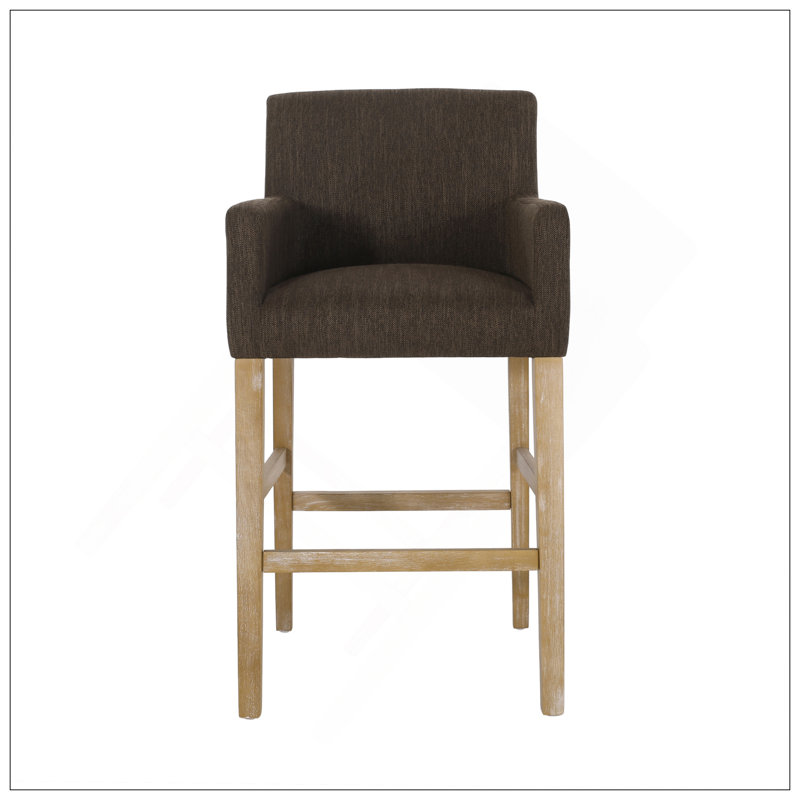Upholstered 30.5 Inch Counter Stools - Brown/Weathered Natural, Brown, Brown