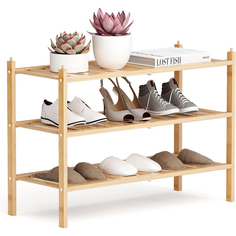 Range-chaussures 12 paires, Bois naturel