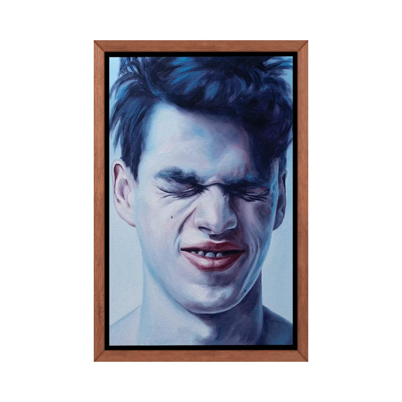 «Fermé les yeux» - Imprimé, H 26 po x l 18 po x 1,5 po, Toile avec cadre en bois classique