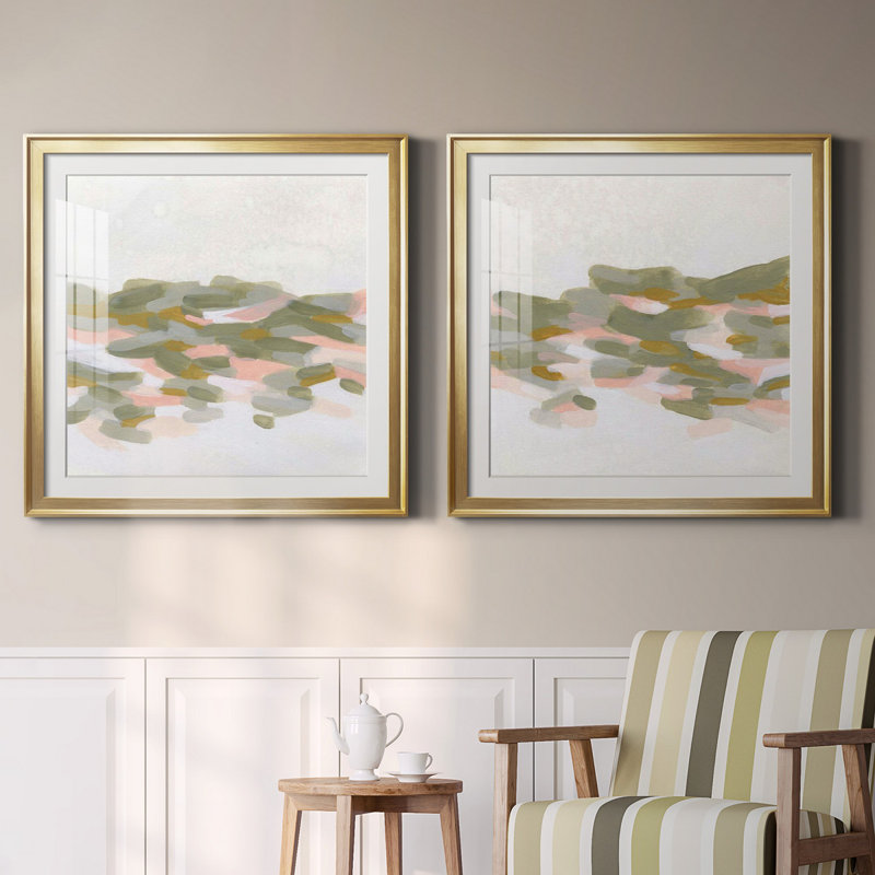 Hillside Impressions I - Hillside Impressions I - ensemble de 2 peintures encadrées, H 34,5 po x l 69 po x P 1,5 po, Blanc