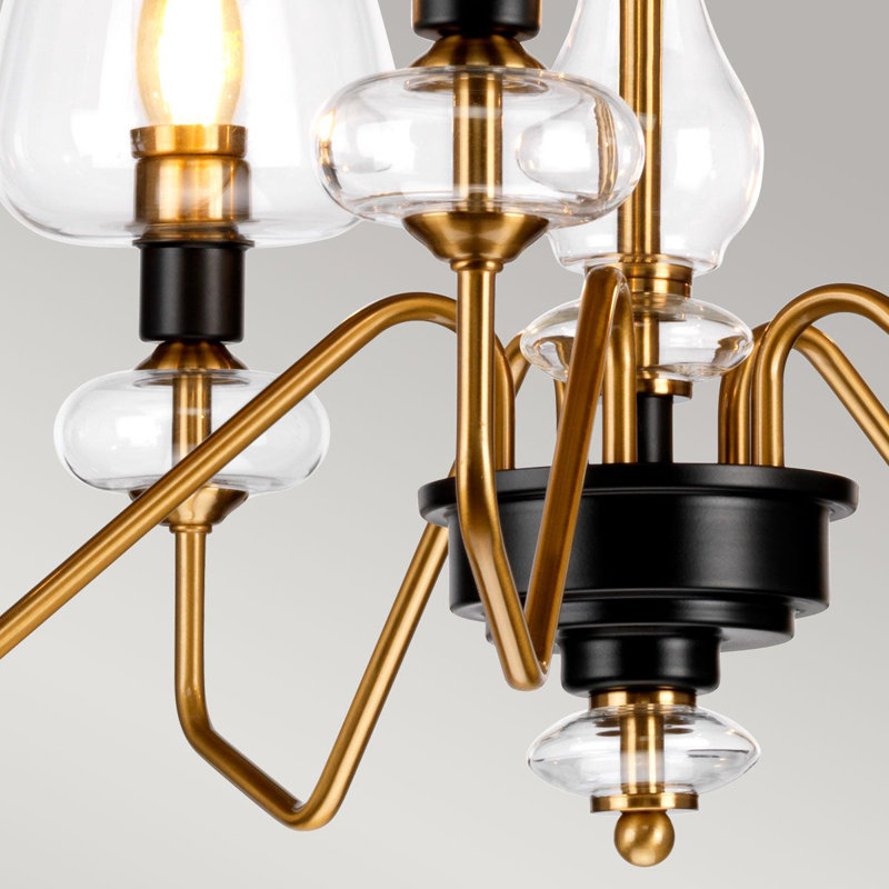 Khari 5 - Light Shaded Chandelier, Aged Brass